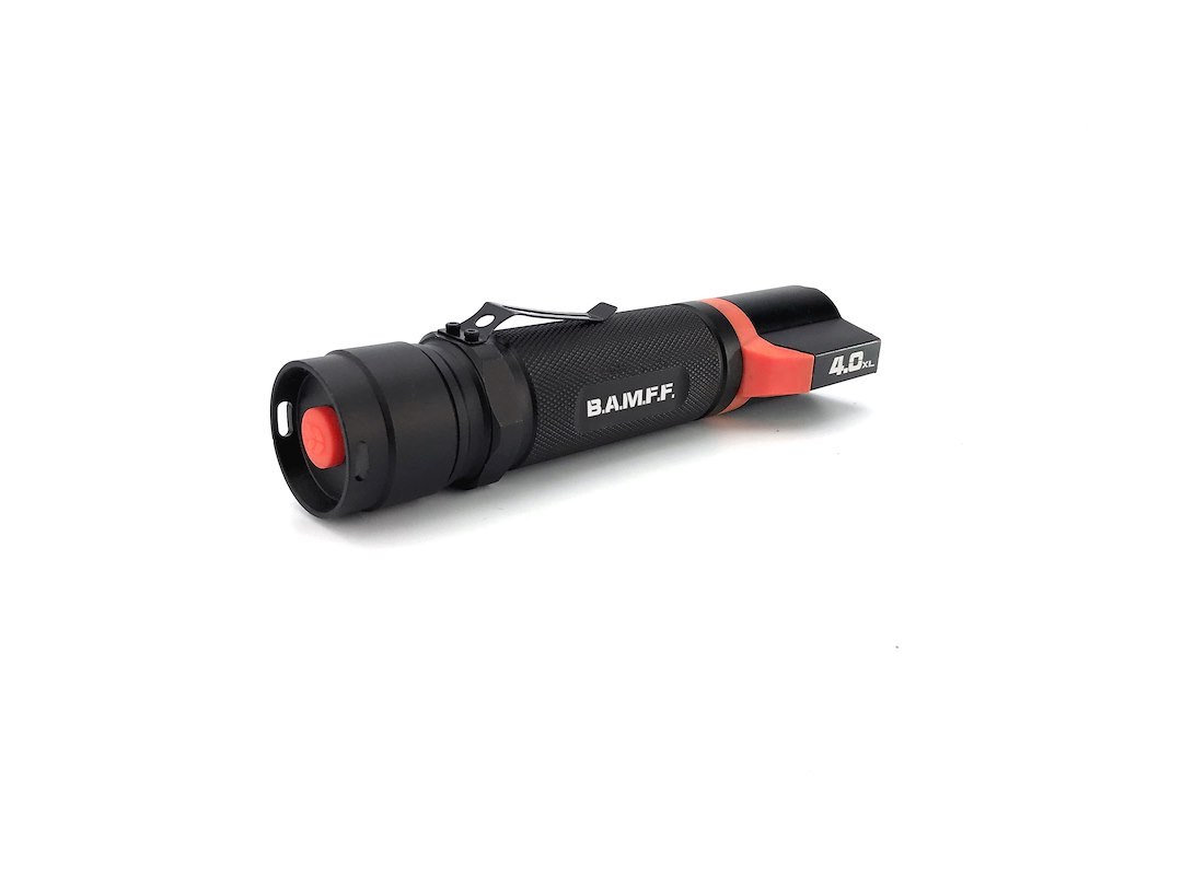 Stkr Concept Flashlight, Bamff, Handheld, Toshiba LED, Clear Lens, With High/ Medium/ Low Beams/ Strobe/ Sos Modes, Black Housing – 00156