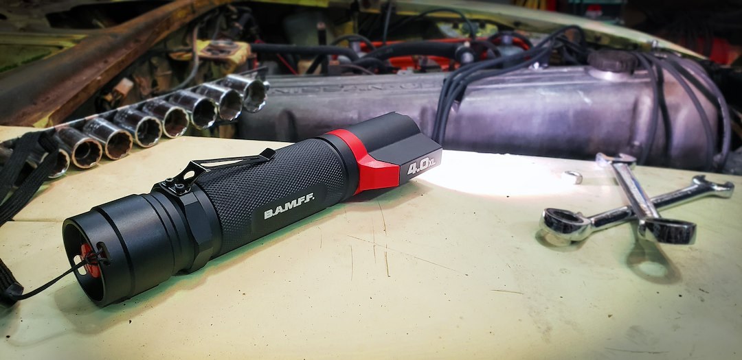 Stkr Concept Flashlight, Bamff, Handheld, Toshiba LED, Clear Lens, With High/ Medium/ Low Beams/ Strobe/ Sos Modes, Black Housing – 00156