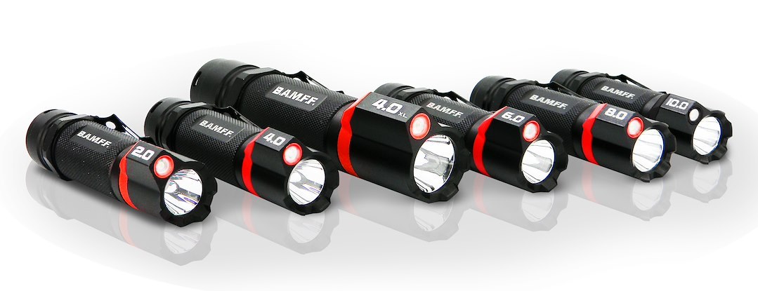 Stkr Concept Flashlight, Bamff, Handheld, Toshiba LED, Clear Lens, With High/ Medium/ Low Beams/ Strobe/ Sos Modes, Black Housing – 00156