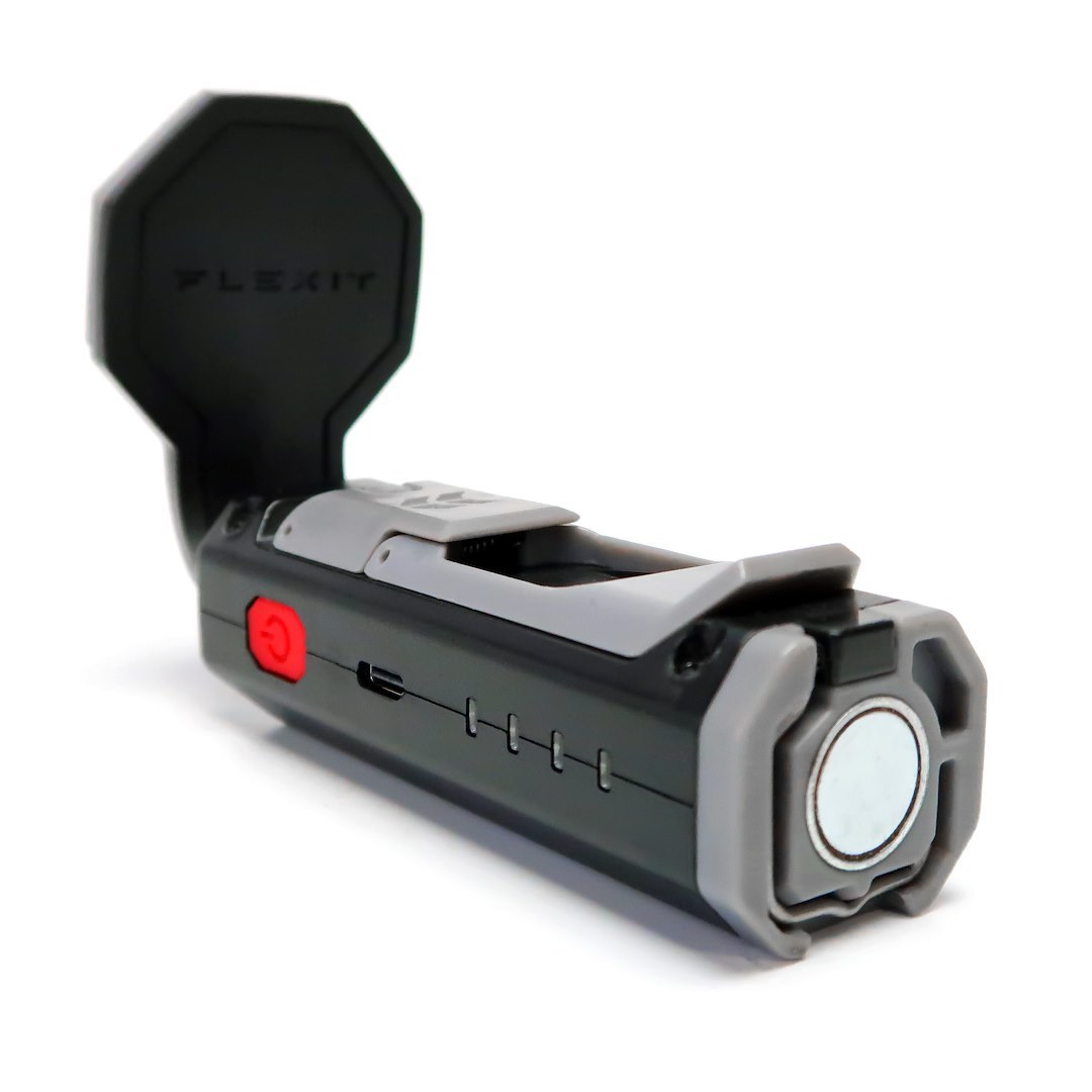 Stkr Concept Flashlight, Flexit 4.0 Pocket Light, Handheld, Cree LED, Clear Lens, With Flood/ Spot Beams, Black/ Gray Housing – 00168