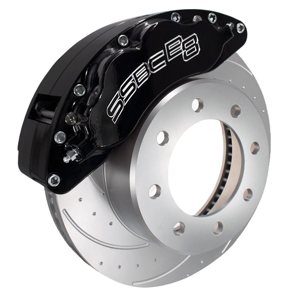 Ssbc-USA Brake Kit, Semi Metallic Brake Pads, 8 Piston Billet Aluminum Caliper – A404-10BLK-DS