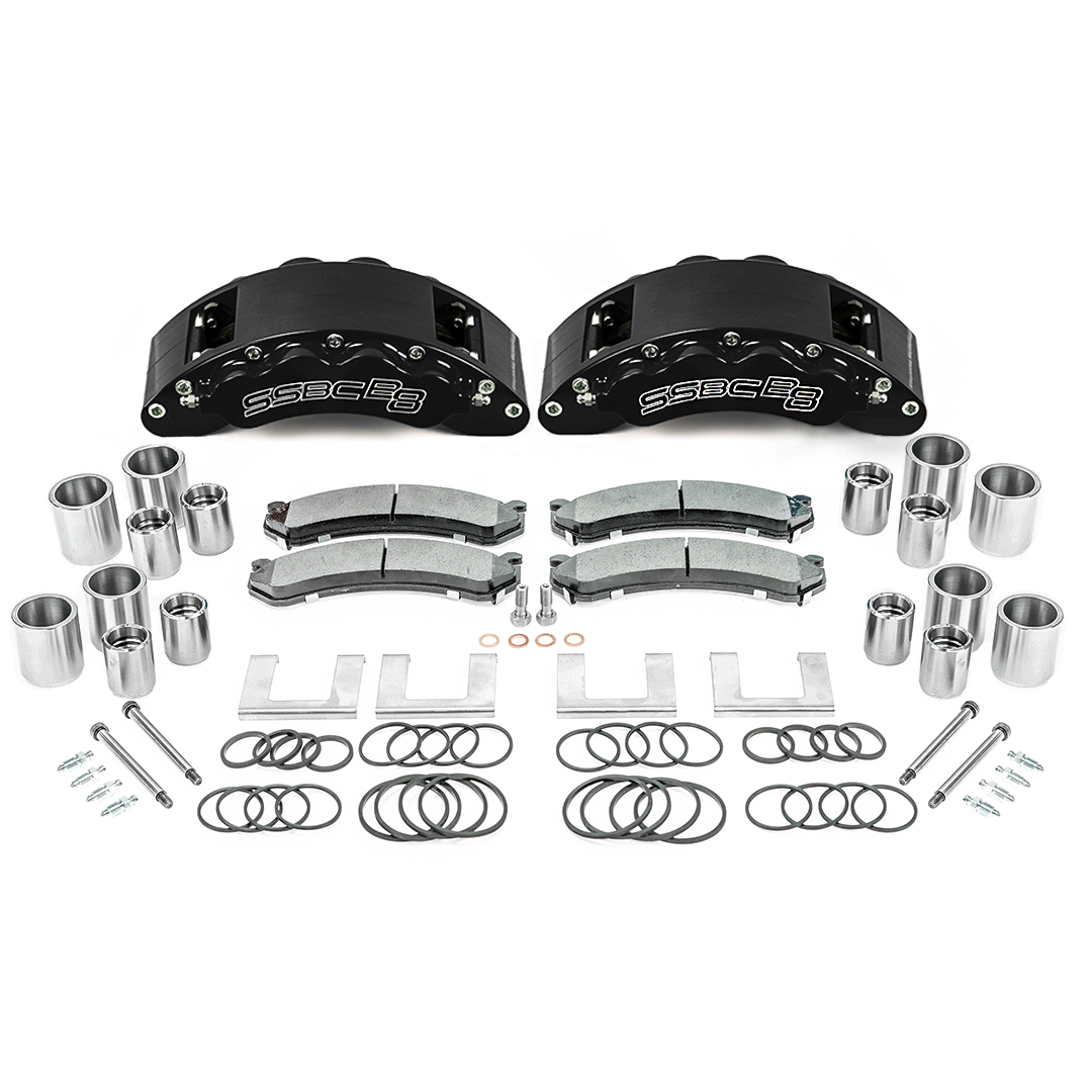 Ssbc-USA Brake Kit, Semi Metallic Brake Pads, 8 Piston Billet Aluminum Caliper – A404-10BLK-DS