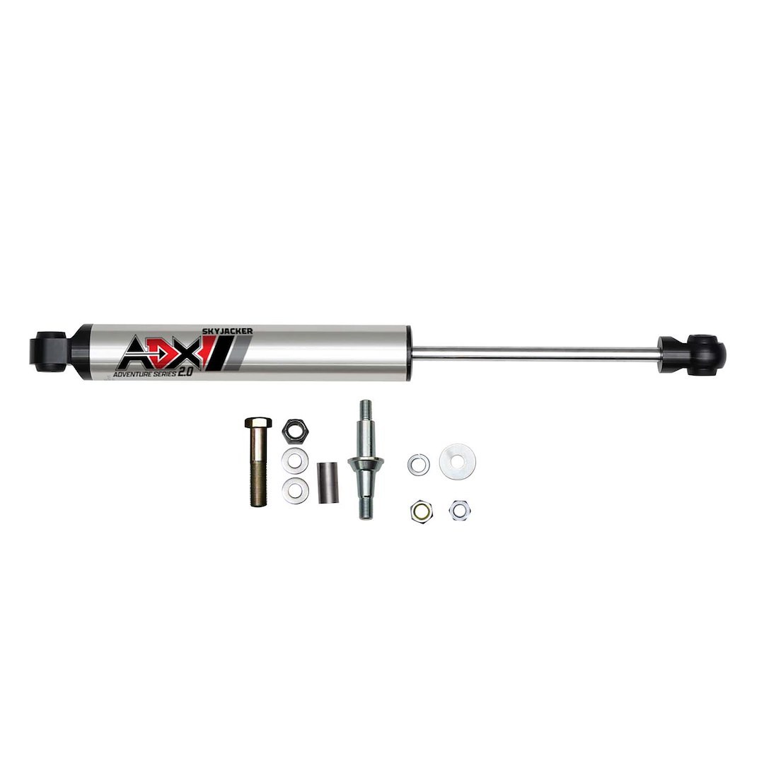 Skyjacker Steering Stabilizer, Adx 2.0, Single, Silver Stabilizer, Without Shock Boot, Mounts to OE Locations – 2011