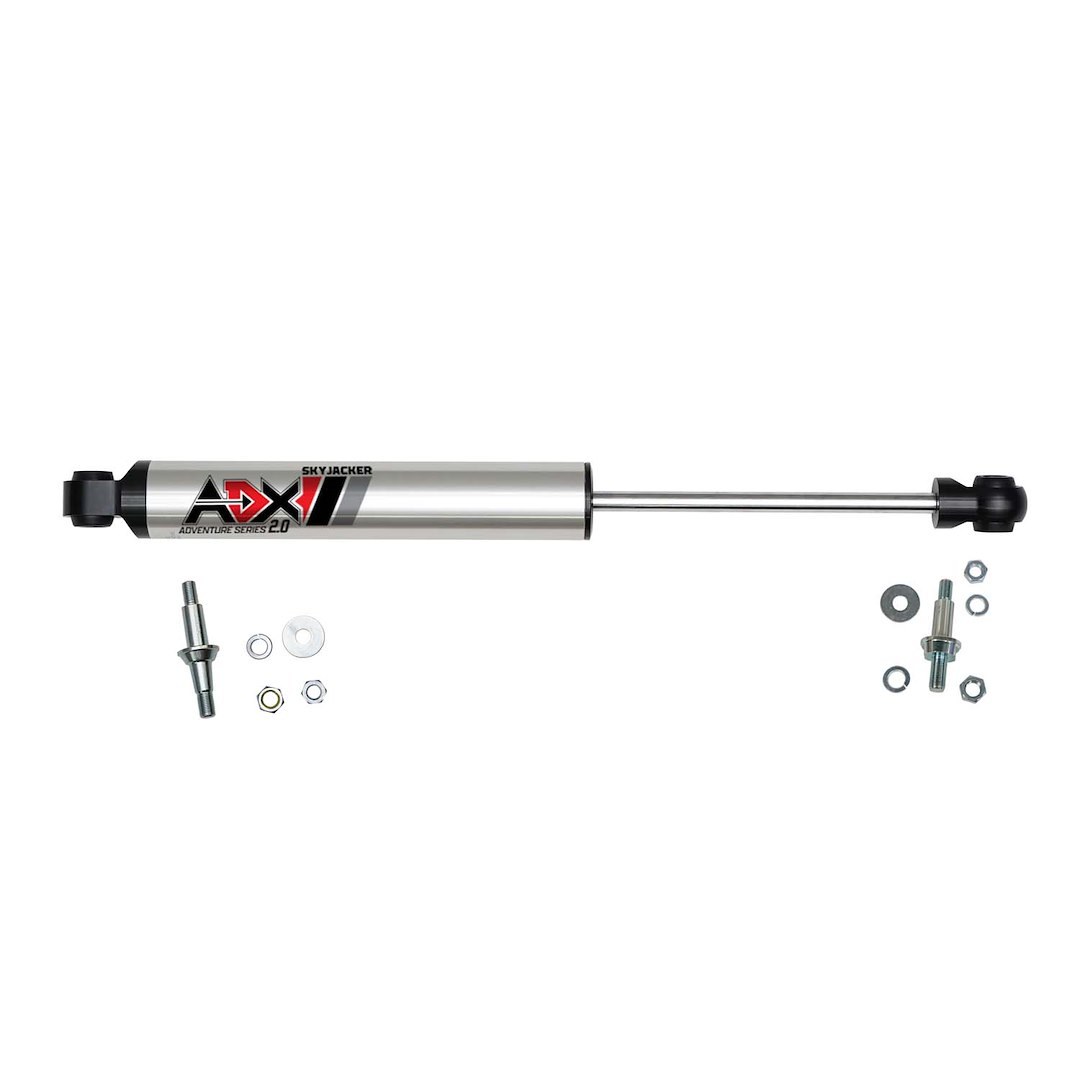 Skyjacker Steering Stabilizer, Adx 2.0, Single, Silver Stabilizer, Without Shock Boot, Mounts to OE Locations – 2055