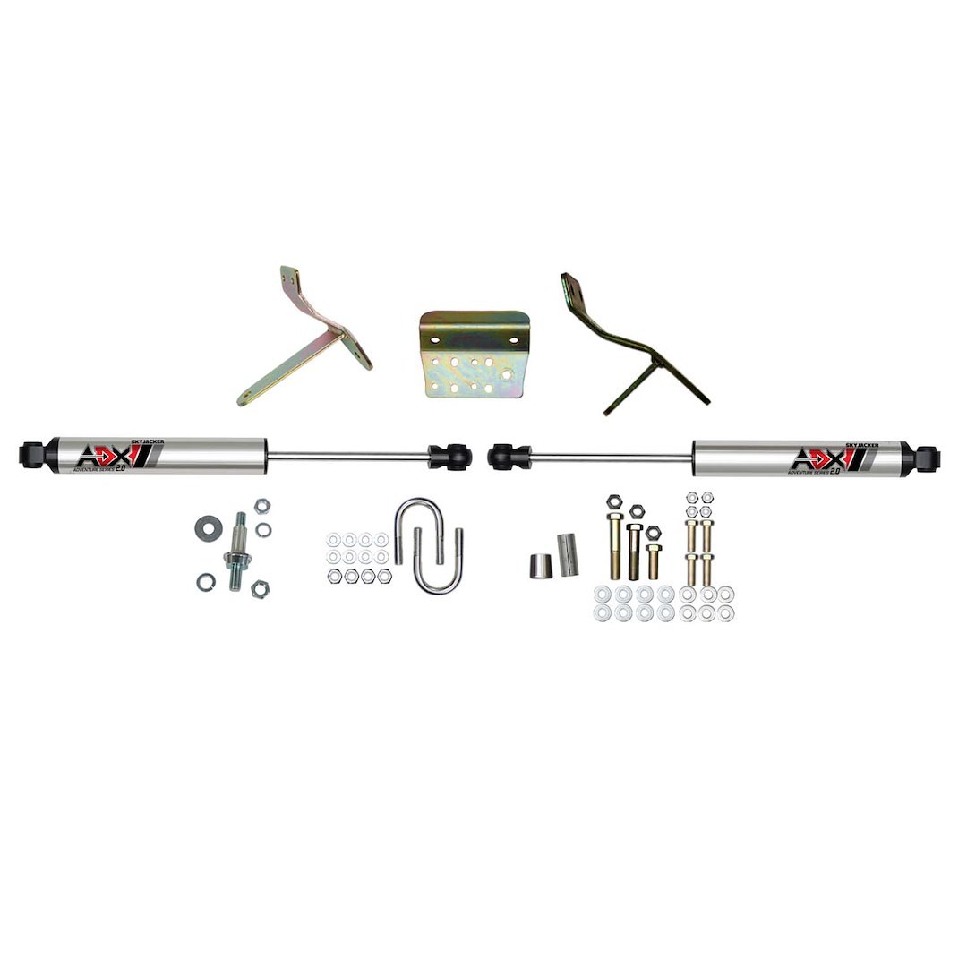 Skyjacker Steering Stabilizer, Adx 2.0, Dual, Silver Stabilizers, With Mounting Brackets/ Installation Hardware, Set of 2 – 2213