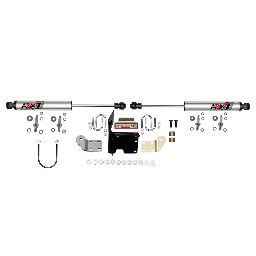 Skyjacker Steering Stabilizer, Adx 2.0, Dual, Silver Stabilizers, With Mounting Brackets/ Installation Hardware, Set of 2 – 2214
