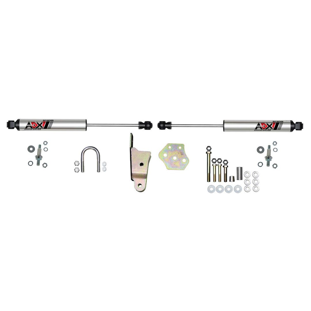 Skyjacker Steering Stabilizer, Adx 2.0, Dual, Silver Stabilizers, With Mounting Brackets/ Installation Hardware, Set of 2 – 2217