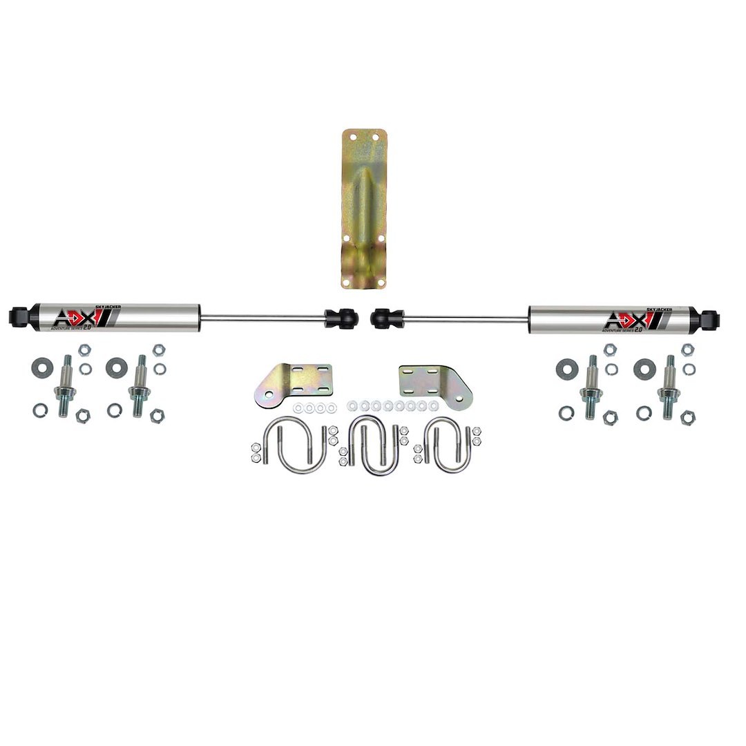 Skyjacker Steering Stabilizer, Adx 2.0, Dual, Silver Stabilizers, With Mounting Brackets/ Installation Hardware, Set of 2 – 2218