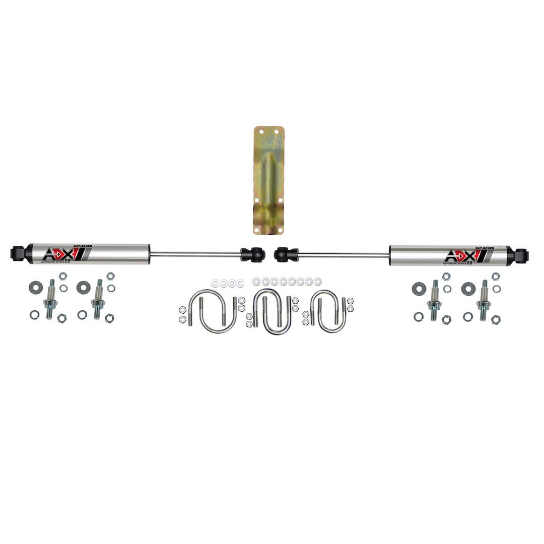 Skyjacker Steering Stabilizer, Adx 2.0, Dual, Silver Stabilizers, With Mounting Brackets/ Installation Hardware, Set of 2 – 2220