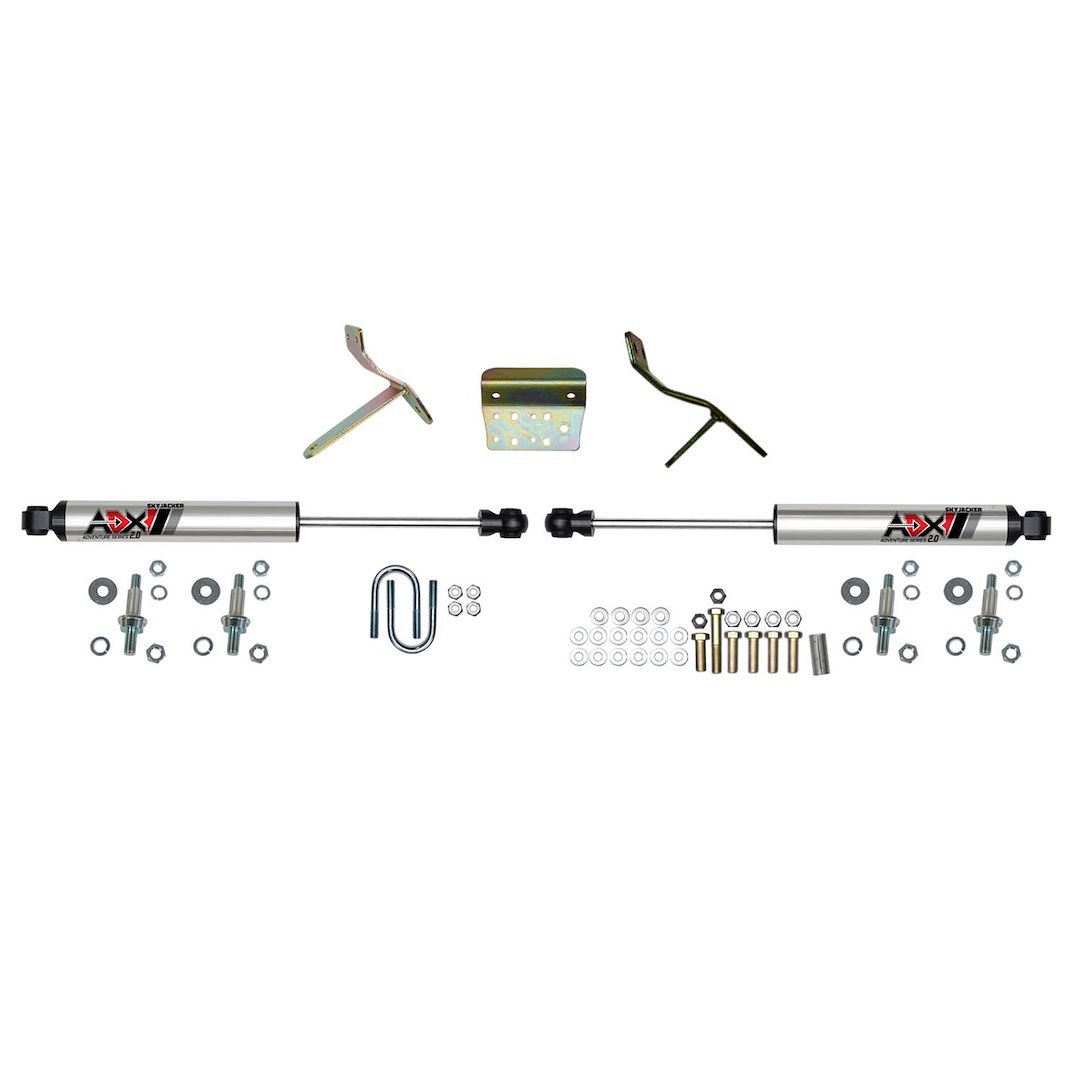 Skyjacker Steering Stabilizer, Adx 2.0, Dual, Silver Stabilizers, With Mounting Brackets/ Installation Hardware, Set of 2 – 2239