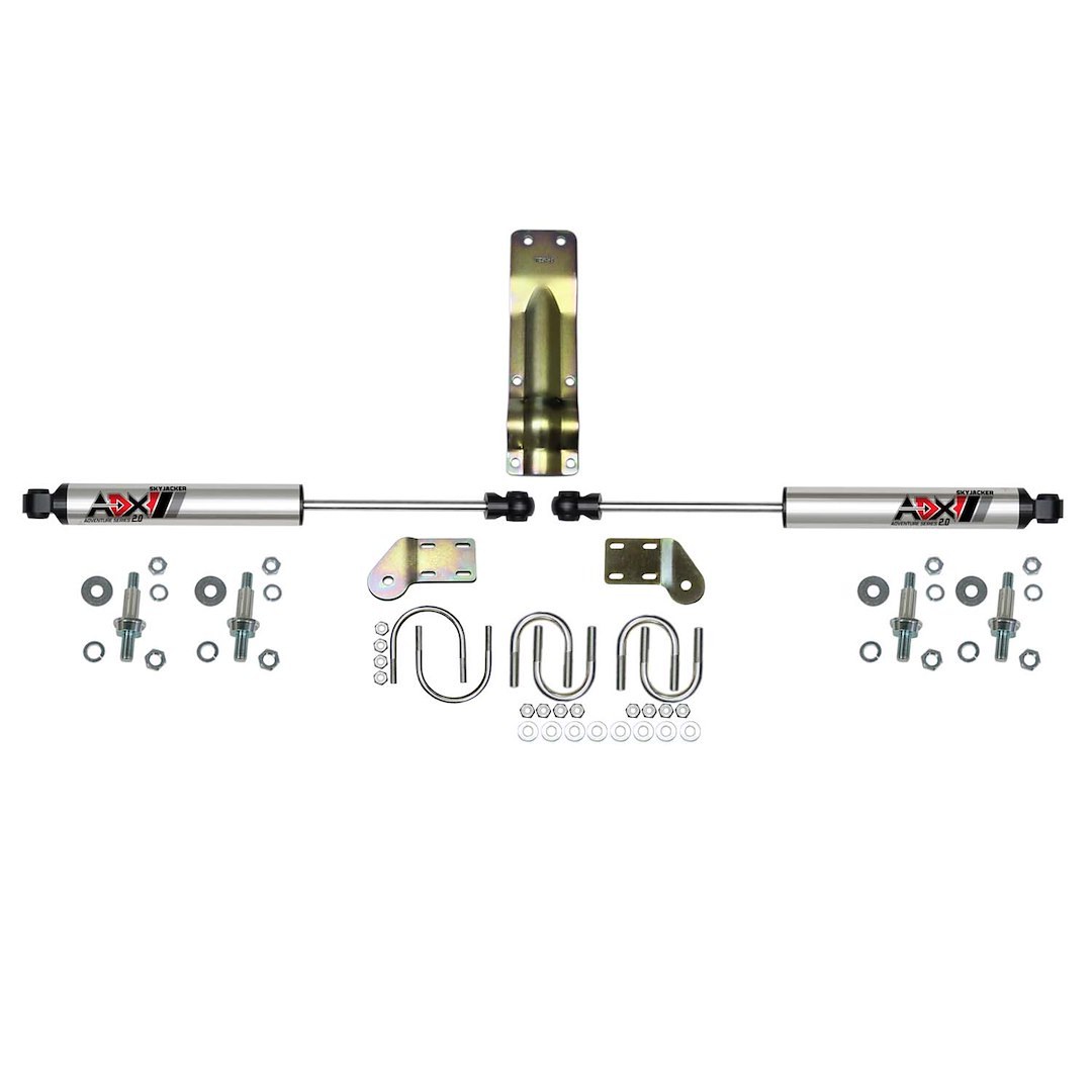 Skyjacker Steering Stabilizer, Adx 2.0, Dual, Silver Stabilizers, With Mounting Brackets/ Installation Hardware, Set of 2 – 2253