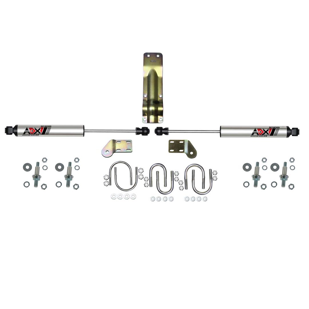 Skyjacker Steering Stabilizer, Adx 2.0, Dual, Silver Stabilizers, With Mounting Brackets/ Installation Hardware, Set of 2 – 2270