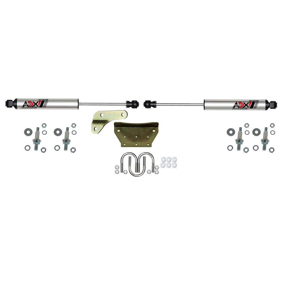 Skyjacker Steering Stabilizer, Adx 2.0, Dual, Silver Stabilizers, With Mounting Brackets/ Installation Hardware, Set of 2 – 2299