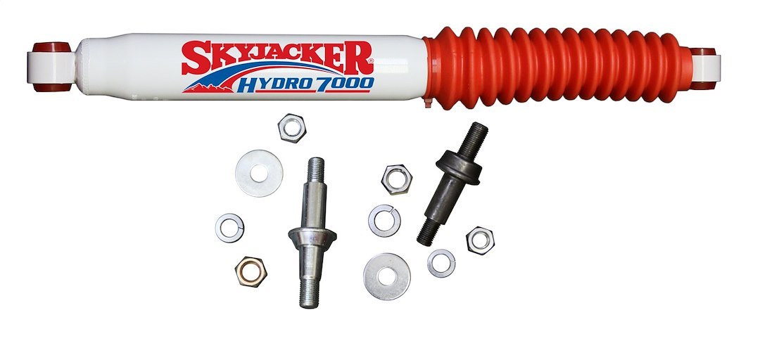 Skyjacker Steering Stabilizer, Heavy Duty OEM, Single, White with Red Boot, Mounts to OE Locations – 7055
