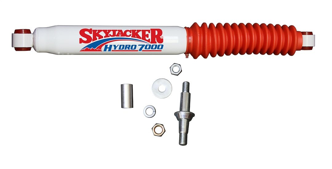Skyjacker Steering Stabilizer, Heavy Duty OEM, Single, White with Red Boot, Mounts to OE Locations – 7098