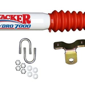Skyjacker Steering Stabilizer, Single, White with Red Shock Boot, With Brackets, Mounts to OE Locations – 7100