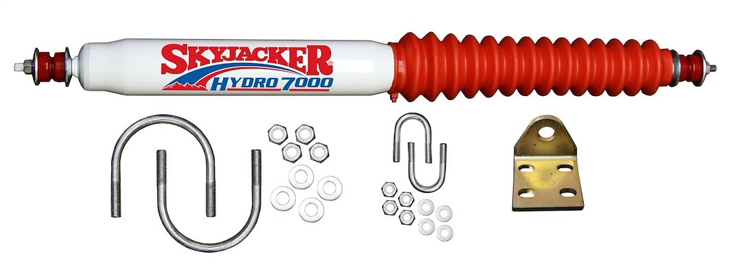 Skyjacker Steering Stabilizer, Single, White with Red Boot, Mounts to OE Locations – 7110