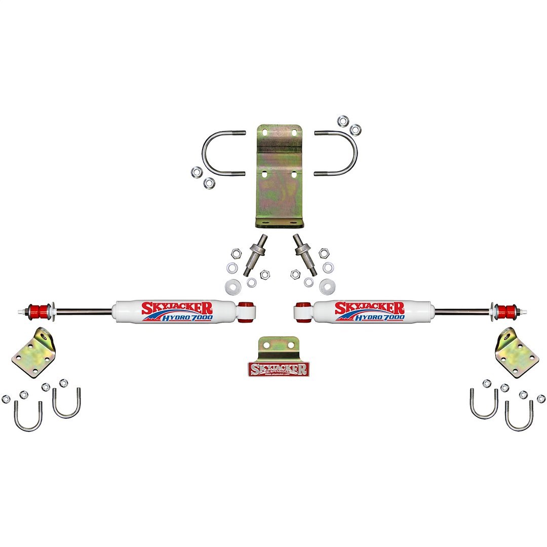 Skyjacker Steering Stabilizer, Steel Brackets, Dual, With Hardware/ White Stabilizers/ Without Shock Boot, Set of 2 – 7203