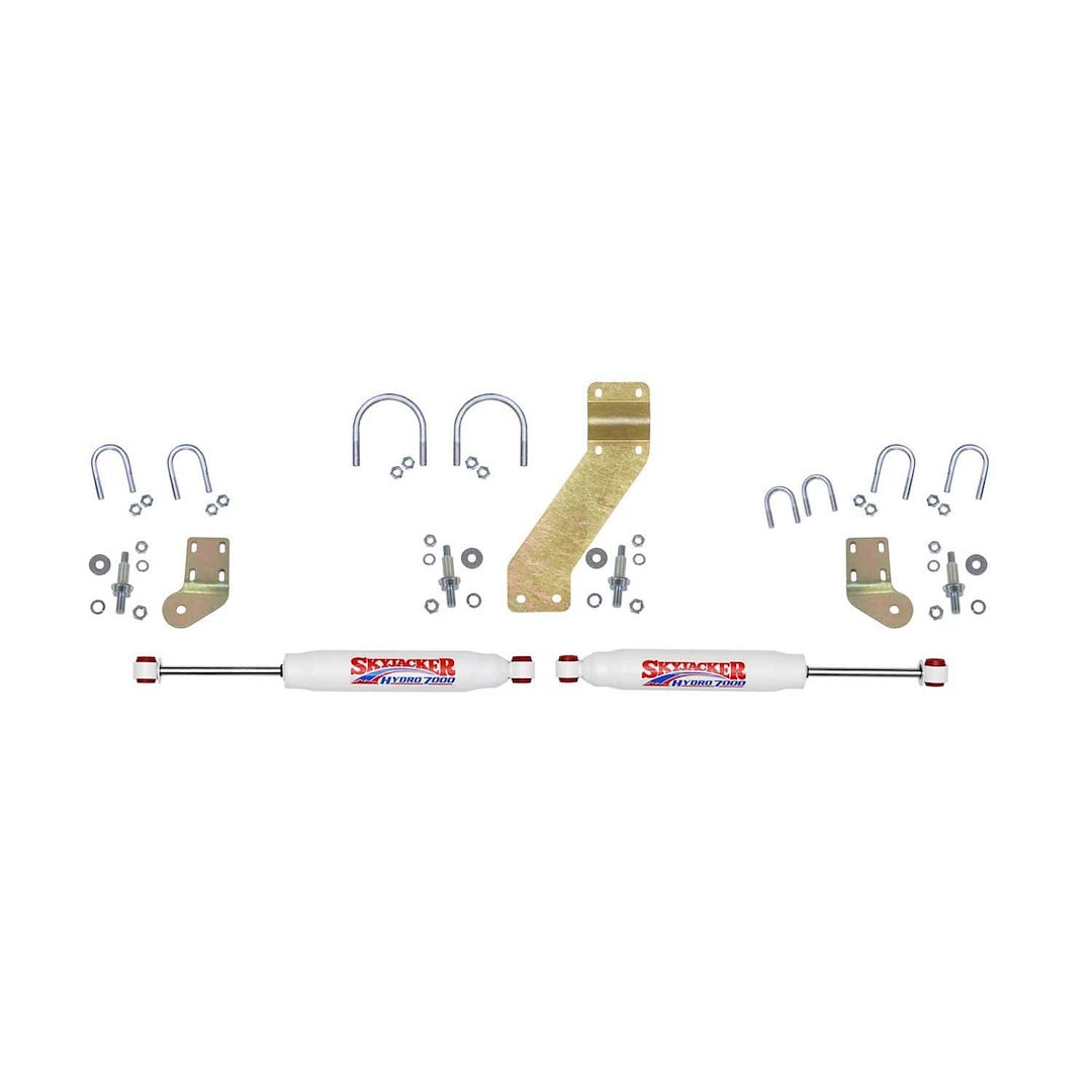 Skyjacker Steering Stabilizer, Hydro 7000, Dual, White Shock Body, With Brackets, Set of 2 – 7266