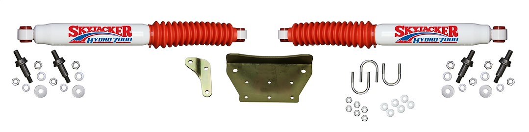 Skyjacker Steering Stabilizer, Dual, White with Red Shock Boot, With Brackets, Set of 2 – 7299