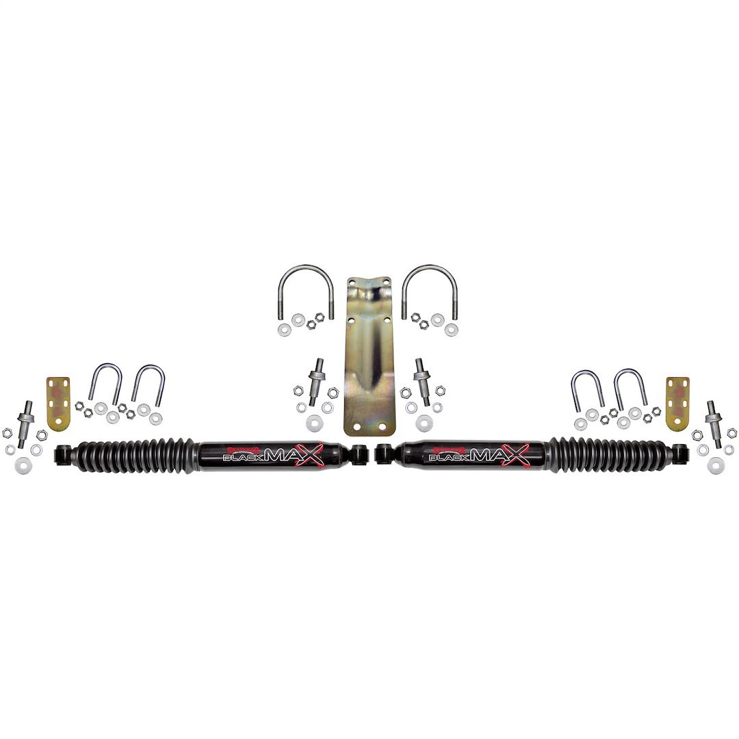 Skyjacker Steering Stabilizer, Black Max, Dual, Black Body, With Mounting Brackets/ Installation Hardware, Set of 2 – 8220