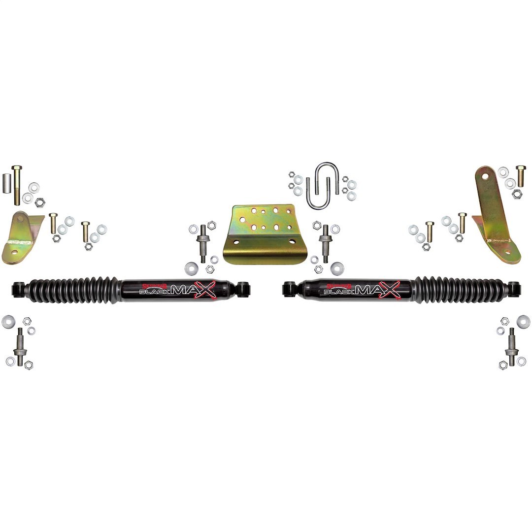 Skyjacker Steering Stabilizer, Black Max, Dual, Black Body, With Mounting Brackets/ Installation Hardware, Set of 2 – 8239