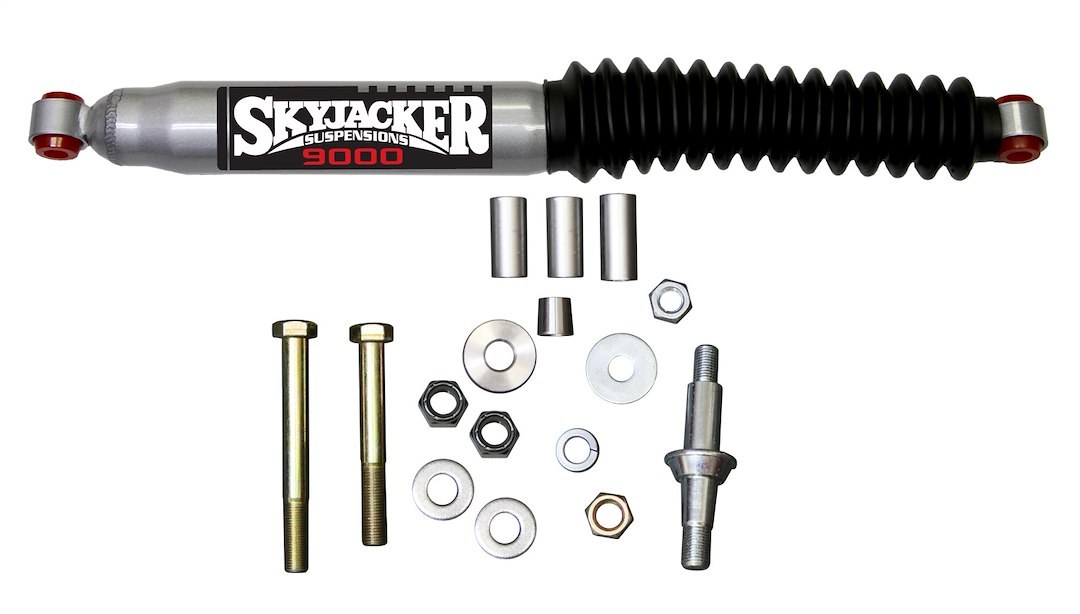 Skyjacker Steering Stabilizer, Heavy Duty OEM, Single, Silver with Black Boot, Mounts to OE Locations – 9007