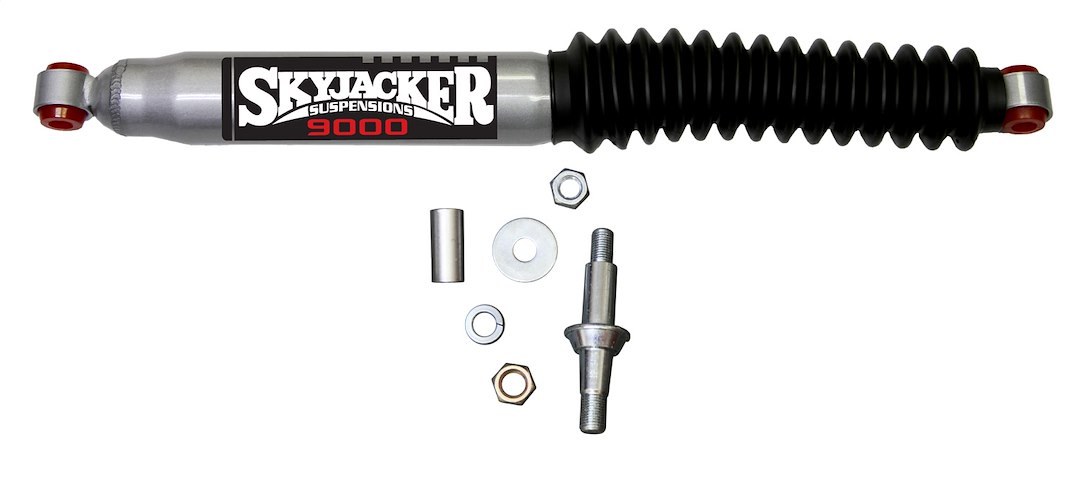 Skyjacker Steering Stabilizer, Heavy Duty OEM, Single, Silver with Black Boot, Mounts to OE Locations – 9009