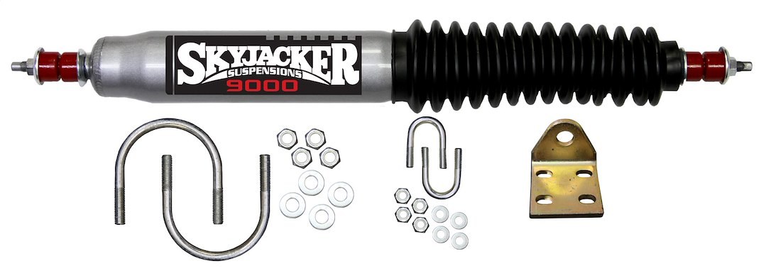 Skyjacker Steering Stabilizer, Single, Silver with Black Boot, Mounts to OE Locations – 9110