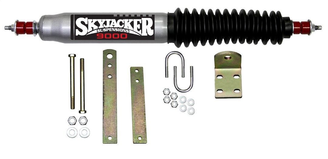 Skyjacker Steering Stabilizer, Single, Silver with Black Boot, Mounts to OE Locations – 9140