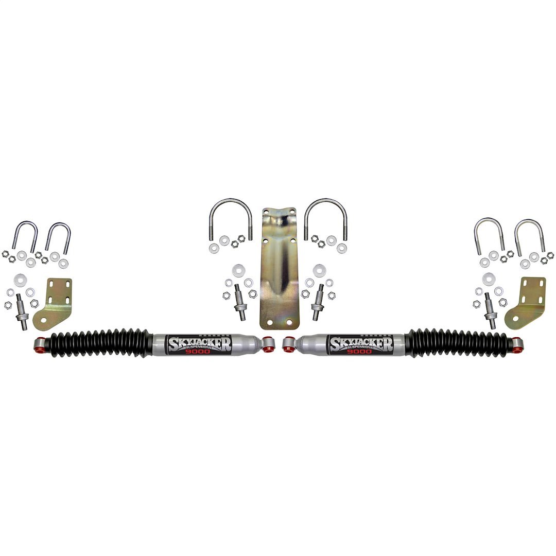 Skyjacker Steering Stabilizer, Dual, Silver with Black Boot, With Brackets, Set of 2 – 9218