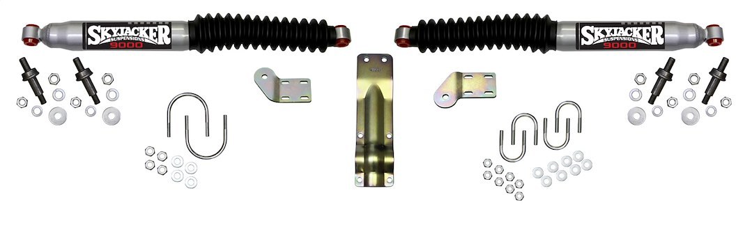 Skyjacker Steering Stabilizer, Dual, Silver with Black Boot, With Brackets, Set of 2 – 9254