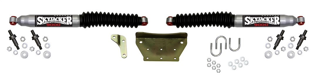 Skyjacker Steering Stabilizer, Dual, Silver with Black Boot, With Brackets, Set of 2 – 9299