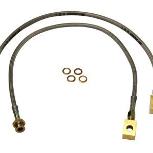 Skyjacker Brake Line, Braided Stainless Steel Hose, Use with 3 Inch to 4 Inch Lift, Set of 2 – FBL17