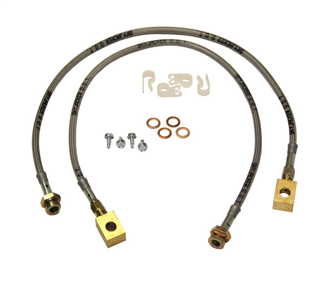 Skyjacker Brake Line, Braided Stainless Steel Hose, Use with 4 Inch to 6 Inch Lift, Set of 2 – FBL88