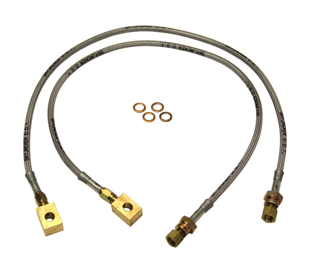 Skyjacker Brake Line, Braided Stainless Steel Hose, Use with 4 Inch to 6 Inch Lift, Set of 2 – FBL93