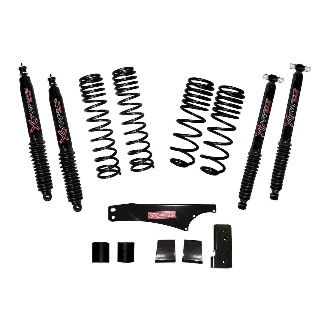 Skyjacker Lift Kit Suspension, Black Max, 2 to 2-1/2 Inch Front Lift, 2 to 2-1/2 Inch Rear Lift, With Front and Black Max Shock Absorbers – JK25BPBLT