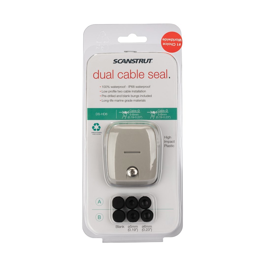 Scanstrut Cable Gland, Use to Pass Through 0.19 Inch and 0.23 Inch Cables IN Combination, Gray, Plastic, IP68 Waterproof, Single – DS-HD6