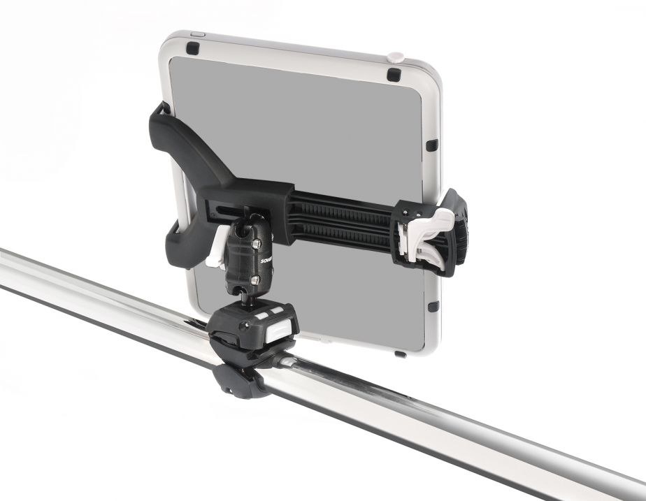 Scanstrut Tablet Mount, Rokk Mini, For 5 to 8-1/4 Inch Width Tablets, Rail Base, Mounts on 3/4 to 1-1/4 Inch Rail, Black/ White – RLS-508-402