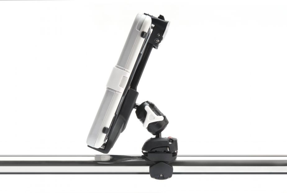 Scanstrut Tablet Mount, Rokk Mini, For 5 to 8-1/4 Inch Width Tablets, Rail Base, Mounts on 3/4 to 1-1/4 Inch Rail, Black/ White – RLS-508-402