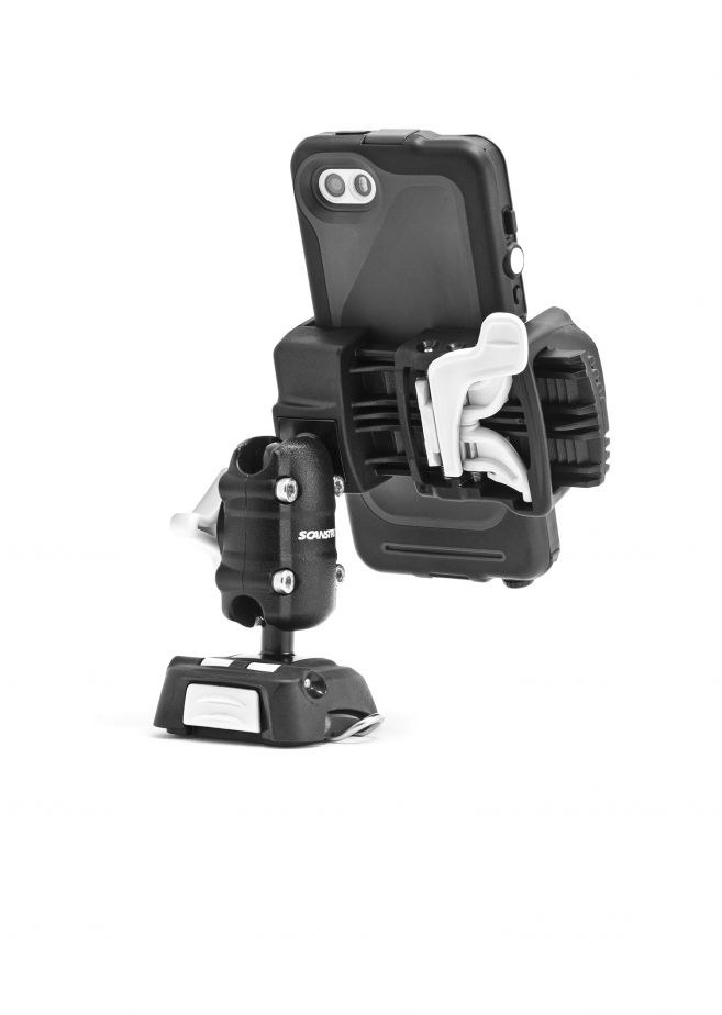 Scanstrut Cell Phone Mount, Rokk Mini, Fits 1-3/4 to 3-3/4 Inch Width Smartphones/ Handheld GPS, Surface Mount Screw-Down Base Kit – RLS-509-401