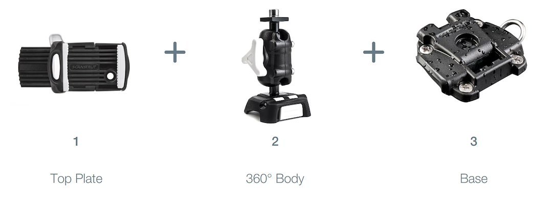 Scanstrut Cell Phone Mount, Rokk Mini, Fits 1-3/4 to 3-3/4 Inch Width Smartphones/ Handheld GPS, Surface Mount Screw-Down Base Kit – RLS-509-401