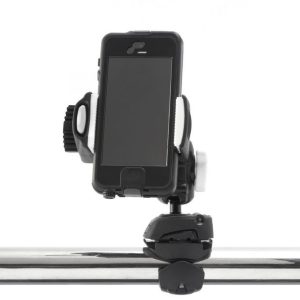 Scanstrut Cell Phone Mount, Rokk Mini, Fits 1-3/4 to 3-3/4 Inch Width Smartphones/ Handheld GPS, Rail Mount Base Kit, Black/ White – RLS-509-402