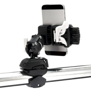 Scanstrut Cell Phone Mount, Rokk Mini, Fits 1-3/4 to 3-3/4 Inch Width Smartphones/ Handheld GPS, Rail Mount Base Kit, Black/ White – RLS-509-402