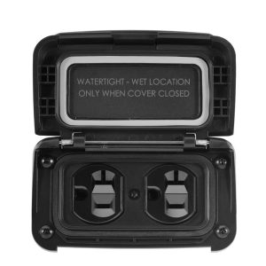 Scanstrut Receptacle, Ventura Series, Outdoor Use, Dual Receptacle, Matte Black, Plastic, 20 Amp/ 125 Volt – SC-V-P1