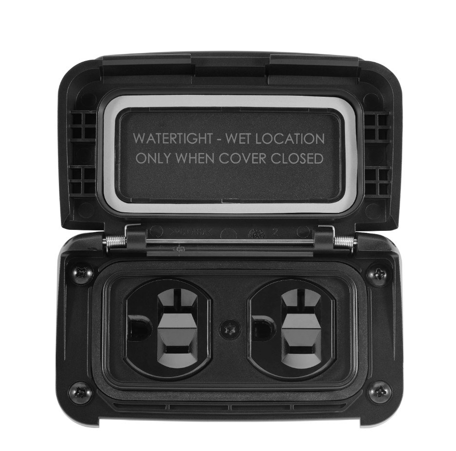 Scanstrut Receptacle, Ventura Series, Outdoor Use, Dual Receptacle, Matte Black, Plastic, 20 Amp/ 125 Volt – SC-V-P1