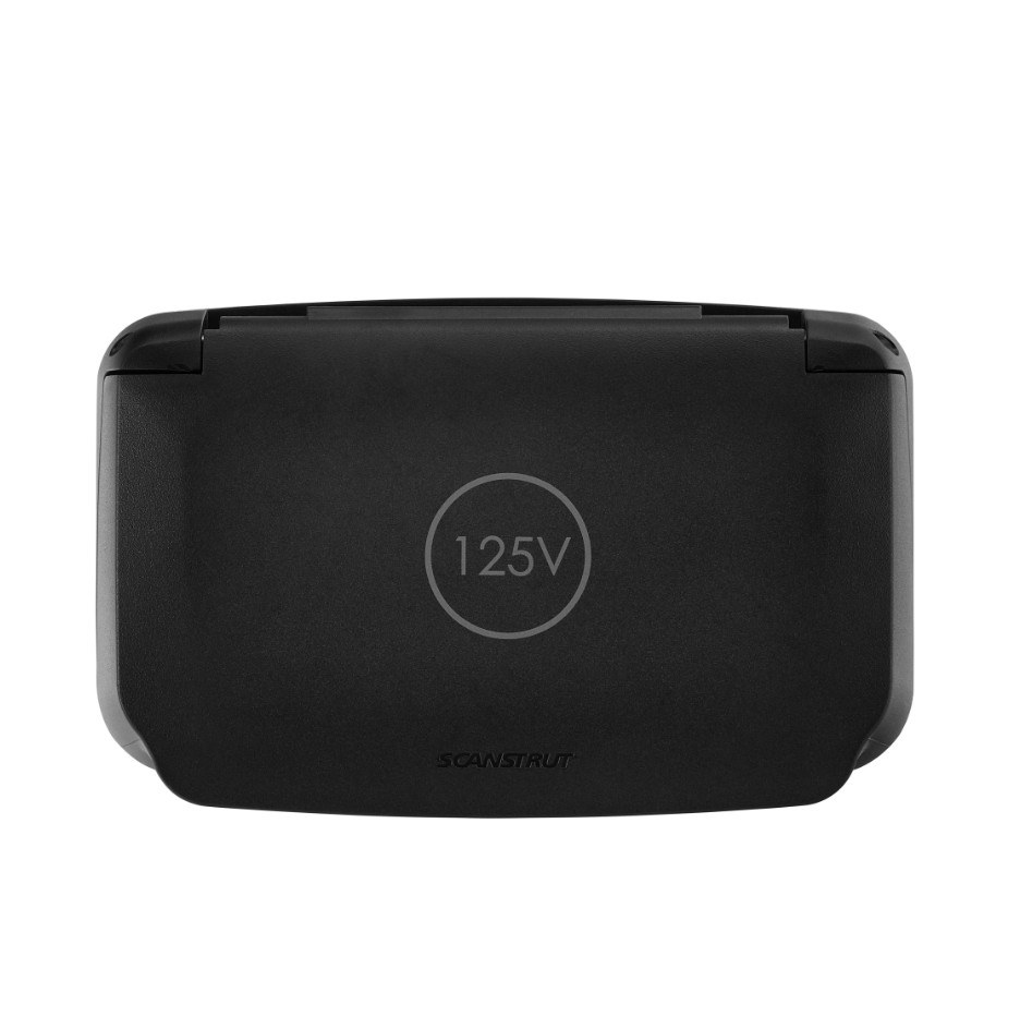 Scanstrut Receptacle, Ventura Series, Outdoor Use, Dual Receptacle, Matte Black, Plastic, 20 Amp/ 125 Volt – SC-V-P1