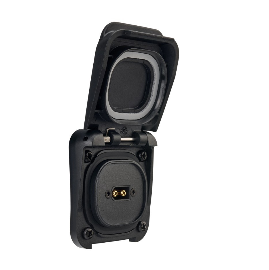 Scanstrut Solar Power Port Inlet, Ventura Series, Black, Amass XT60EW-M Male Waterproof Connection, 30 Amp/ 500 Volt DC – SC-V-S3