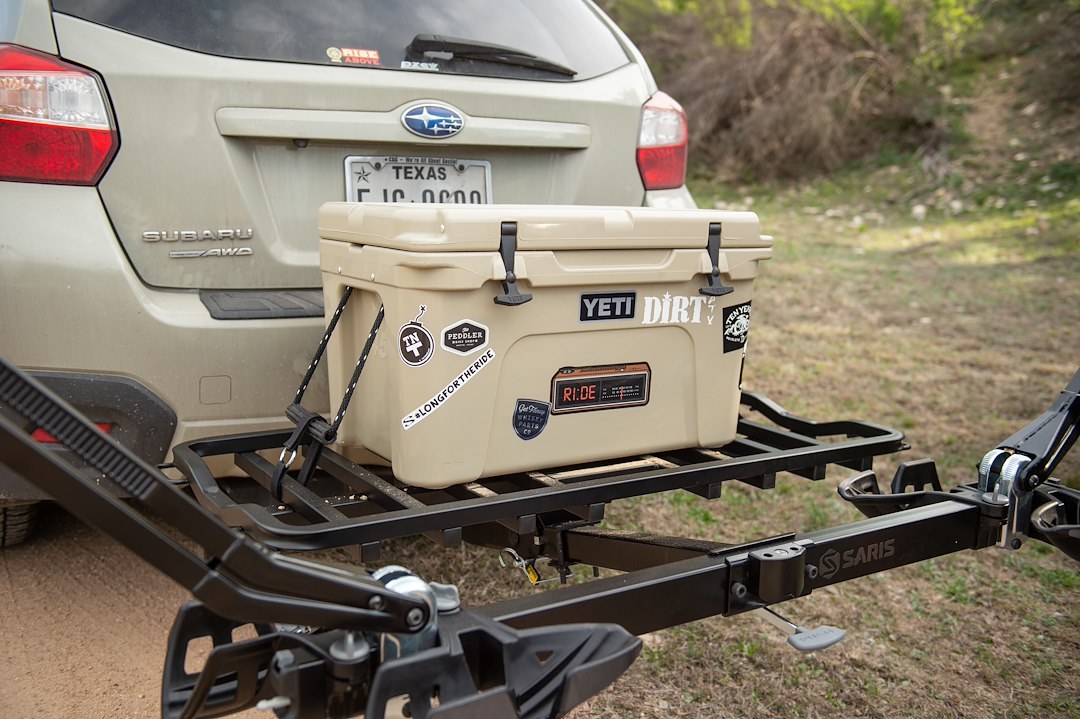 Saris Cyclin Trailer Hitch Cargo Carrier, Rack Style, 120 Pounds Capacity, 48 Inch Length X 18 Inch Width, Non-Folding, Black, Steel – 4425