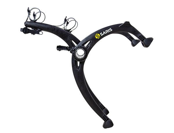 Saris Cyclin Bike Rack, Bones Ex, Trunk/ Hatch Mount, Holds 2 Bikes, Up to 70 Pound Weight Capacity, Frame Clamp, Without Lock, Foldable, Black – 804